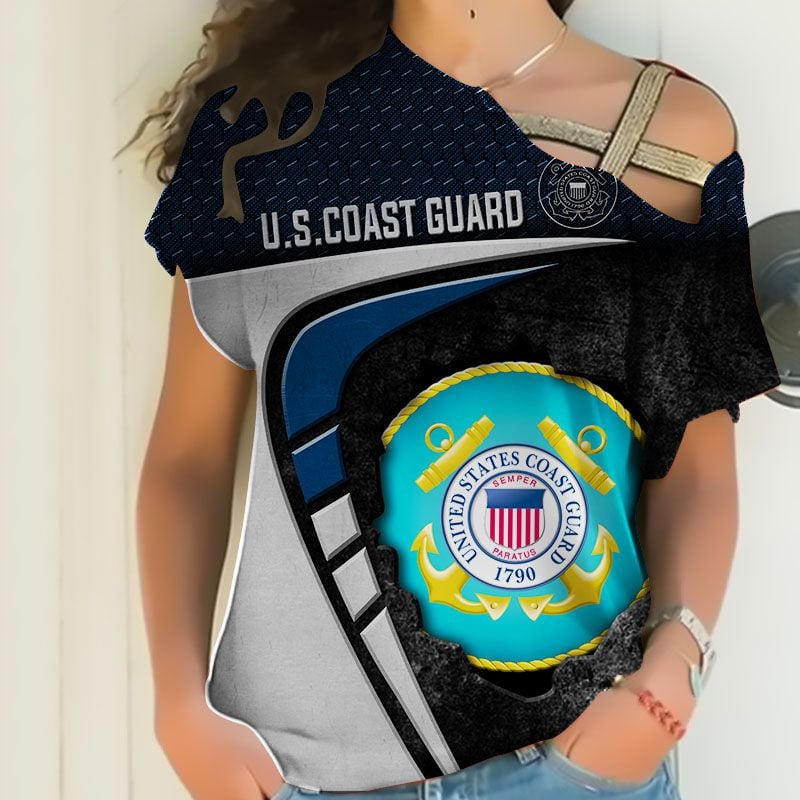 Sportswearmerch United States Coast Guard Army Personalized Fashion Strapless Short Sleeve For Fan