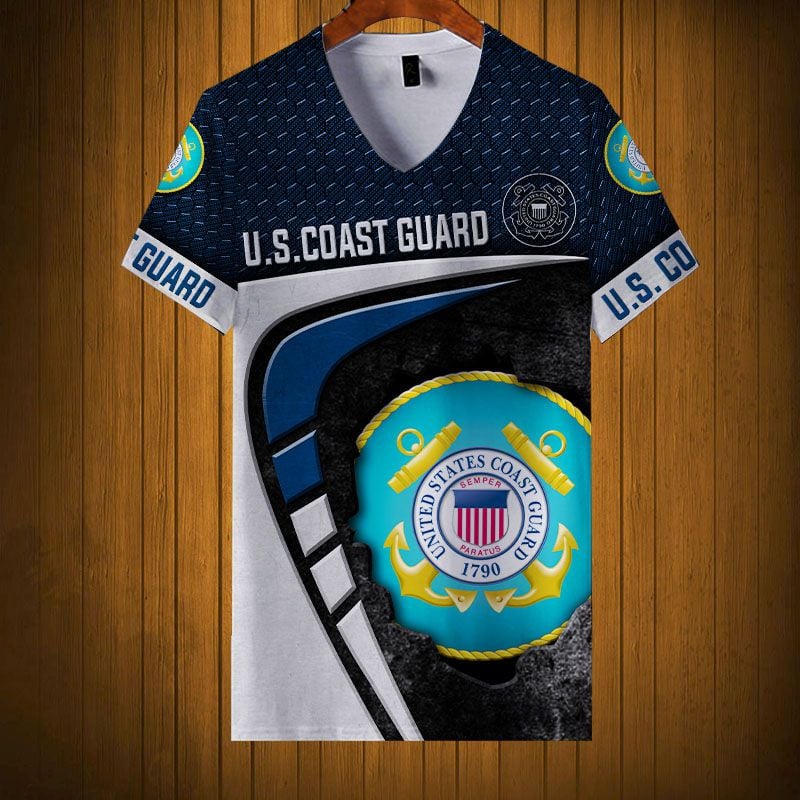 Sportswearmerch United States Coast Guard Army Personalized Fashion V-neck Women T-shirt For Fan