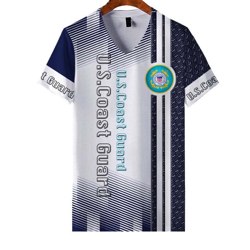 Sportswearmerch United States Coast Guard Army Personalized Fashion V-neck Women T-shirt For Fan