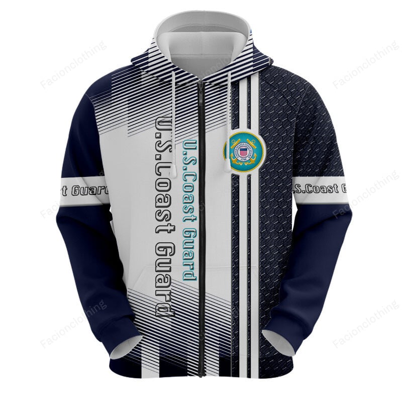 Sportswearmerch United States Coast Guard Army Personalized Fashion Zip Hoodie For Fan