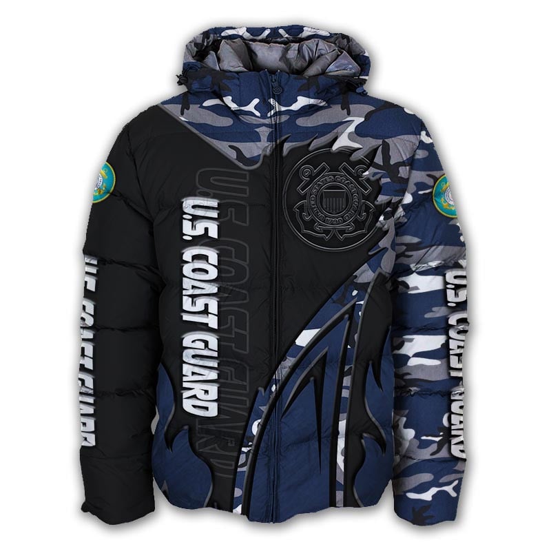Sportswearmerch United States Coast Guard Personalized Puffer Jacket For Fan