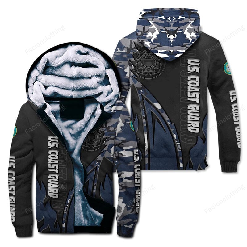 Sportswearmerch United States Coast Guard Personalized Zip Hoodie Velvet Hoodie For Fan