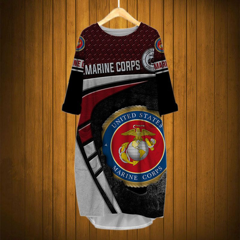 Sportswearmerch United States Marine Corps Army Personalized Fashion Pocket Dress For Fan