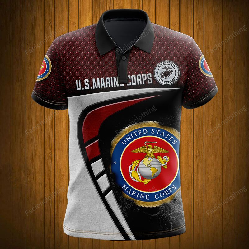 Sportswearmerch United States Marine Corps Army Personalized Fashion Polo Shirt For Fan