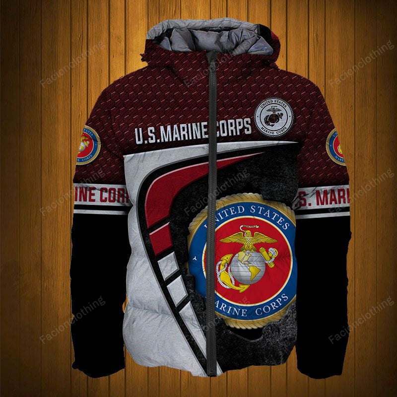 Sportswearmerch United States Marine Corps Army Personalized Fashion Puffer Jacket For Fan