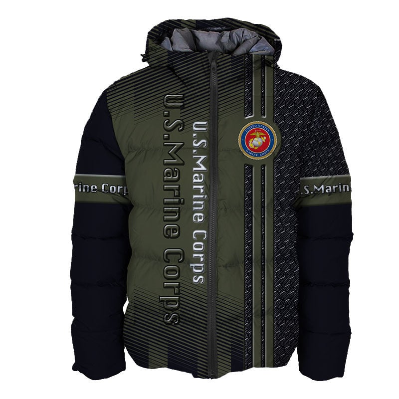 Sportswearmerch United States Marine Corps Army Personalized Fashion Puffer Jacket For Fan