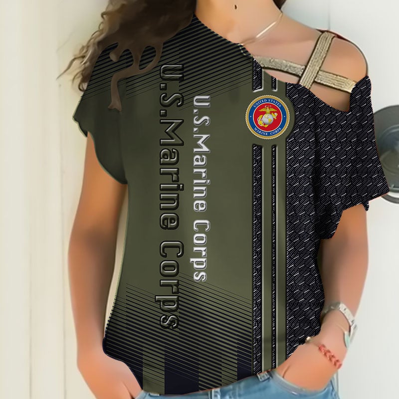 Sportswearmerch United States Marine Corps Army Personalized Fashion Strapless Short Sleeve For Fan