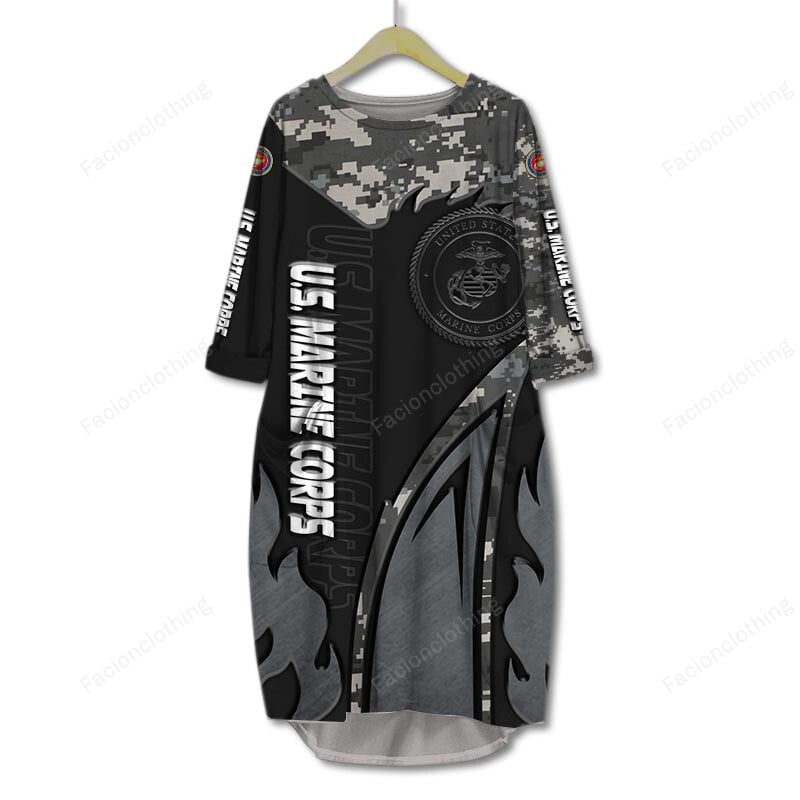 Sportswearmerch United States Marine Corps Personalized Pocket Dress For Fan