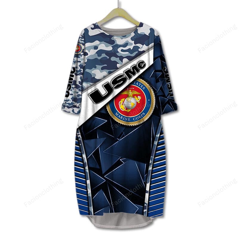 Sportswearmerch United States Marine Corps Personalized Pocket Dress For Fan