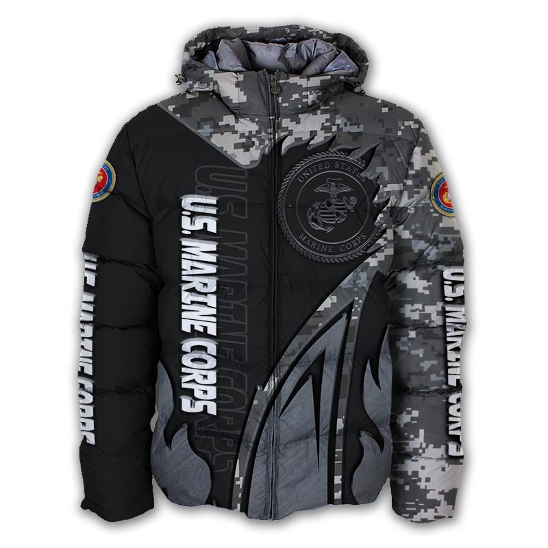 Sportswearmerch United States Marine Corps Personalized Puffer Jacket For Fan