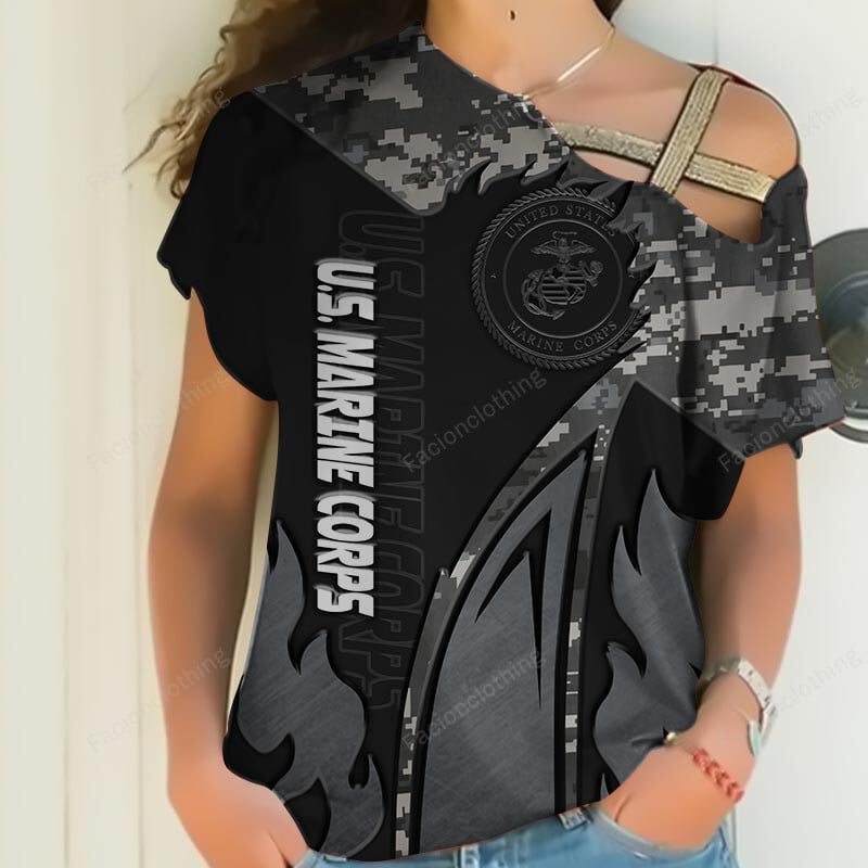 Sportswearmerch United States Marine Corps Personalized Women Shirt For Fan