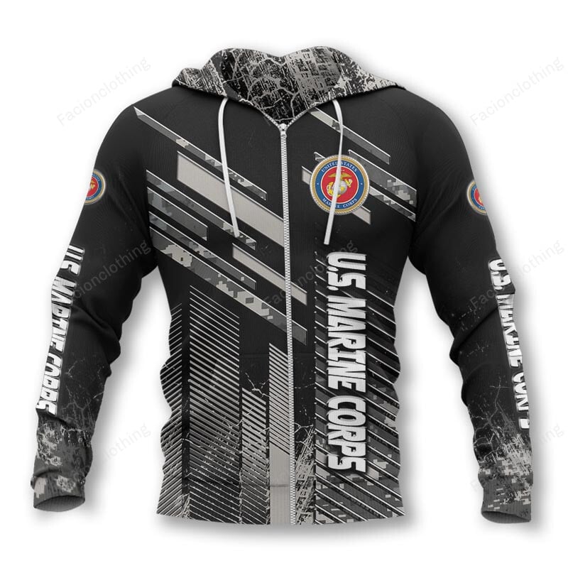 Sportswearmerch United States Marine Corps Personalized Zip Hoodie For Fan