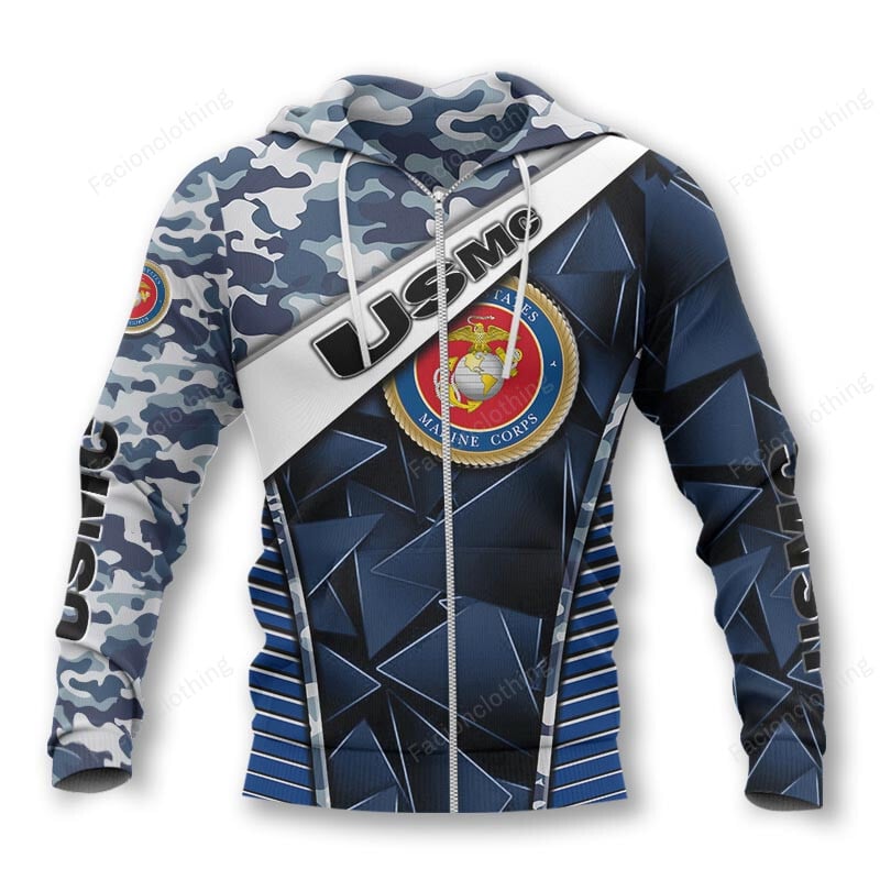 Sportswearmerch United States Marine Corps Personalized Zip Hoodie For Fan