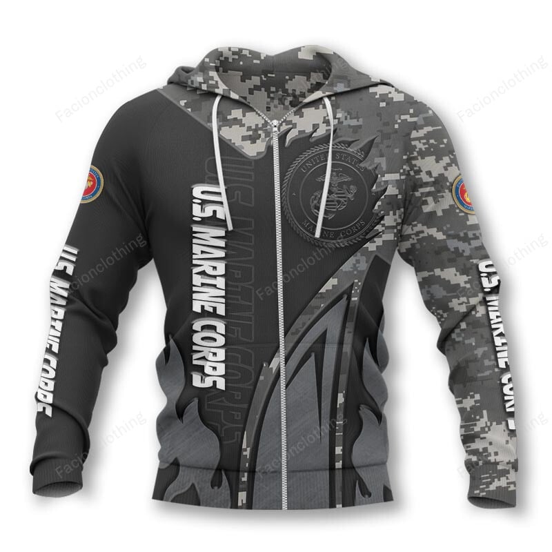 Sportswearmerch United States Marine Corps Personalized Zip Hoodie For Fan