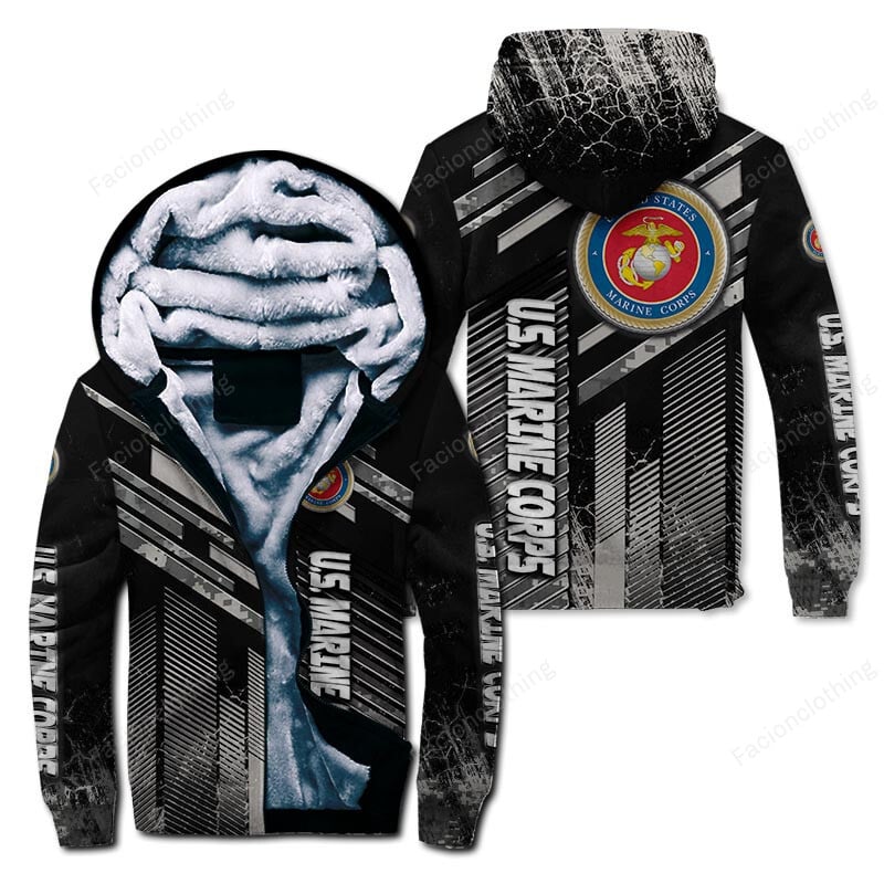 Sportswearmerch United States Marine Corps Personalized Zip Hoodie Velvet Hoodie For Fan