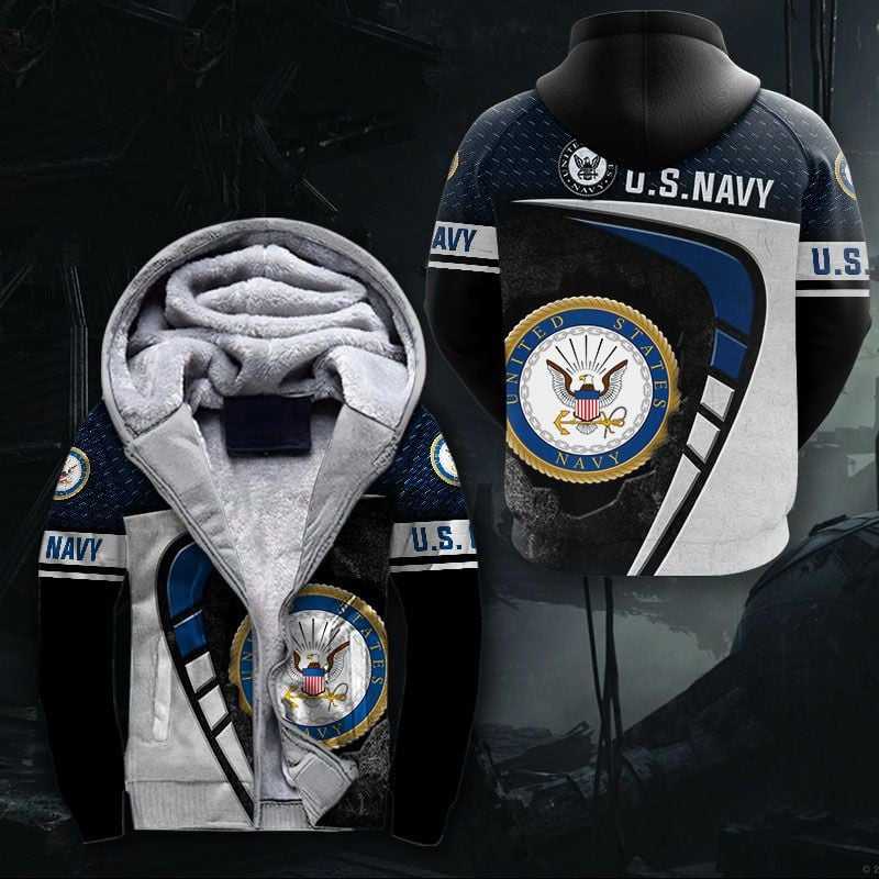 Sportswearmerch United States Navy Army Personalized Fashion Fleece Zip Hoodie Jacket For Fan