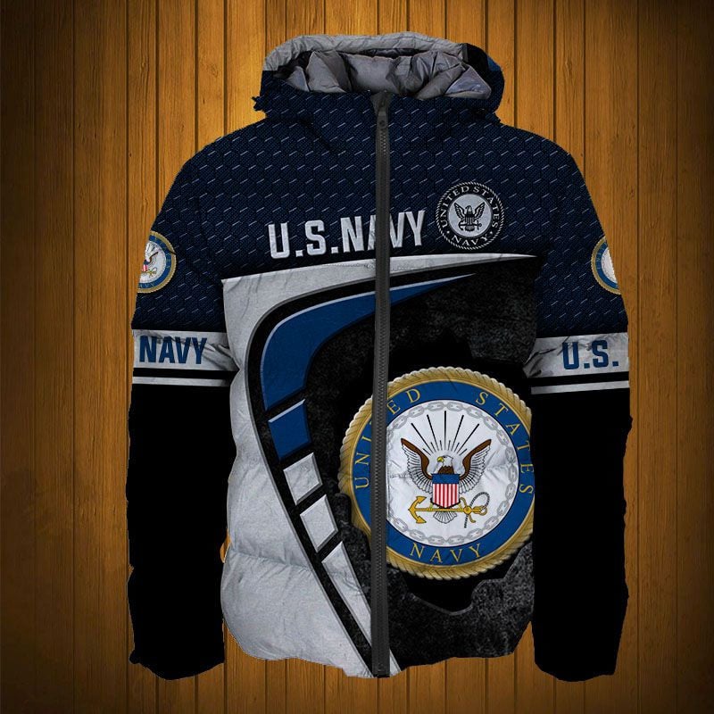 Sportswearmerch United States Navy Army Personalized Fashion Puffer Jacket For Fan