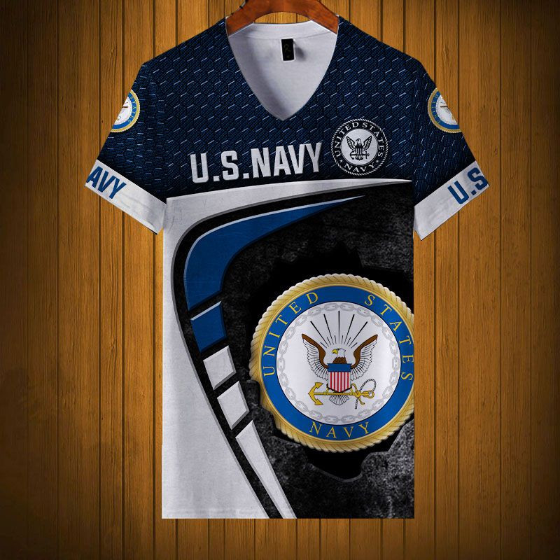 Sportswearmerch United States Navy Army Personalized Fashion V-neck Women T-shirt For Fan