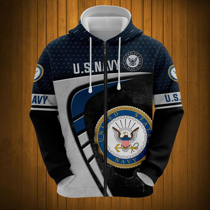 Sportswearmerch United States Navy Army Personalized Fashion Zip Hoodie For Fan
