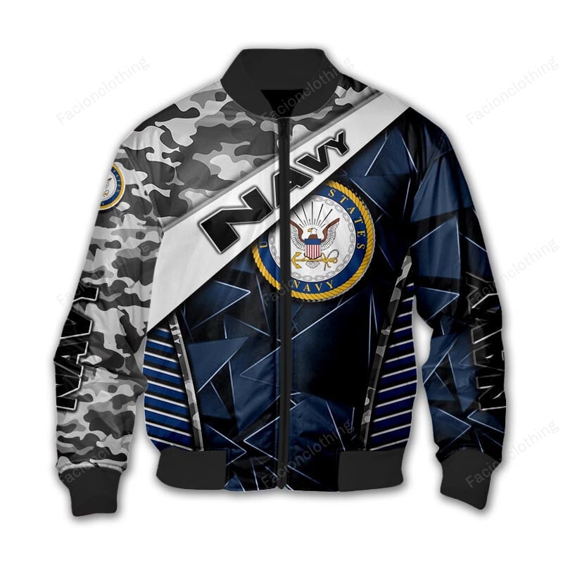 Sportswearmerch United States Navy Personalized Bomber Jacket For Fan