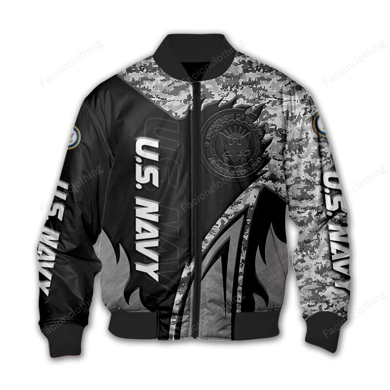 Sportswearmerch United States Navy Personalized Bomber Jacket For Fan