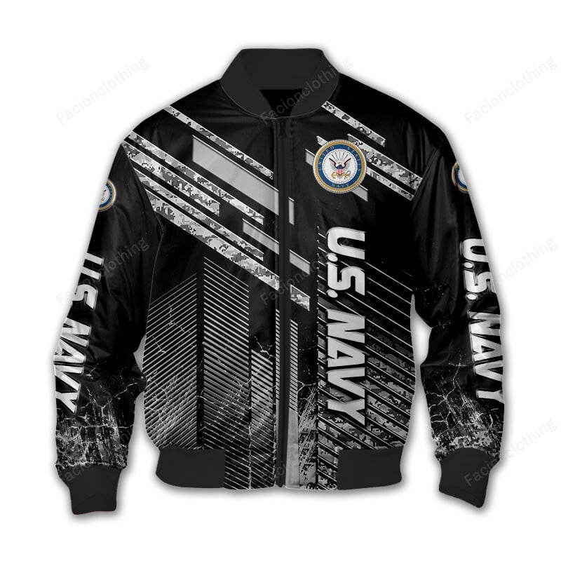 Sportswearmerch United States Navy Personalized Bomber Jacket For Fan