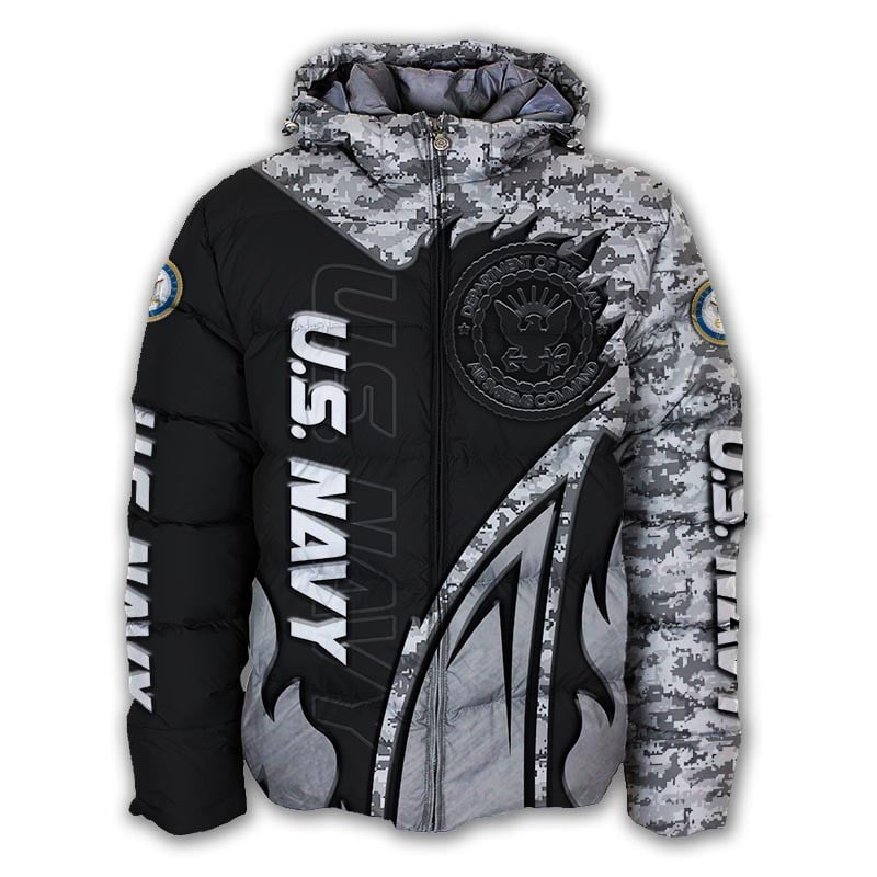 Sportswearmerch United States Navy Personalized Puffer Jacket For Fan
