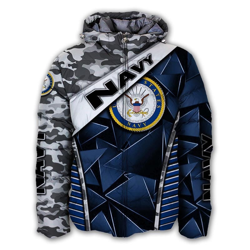Sportswearmerch United States Navy Personalized Puffer Jacket For Fan