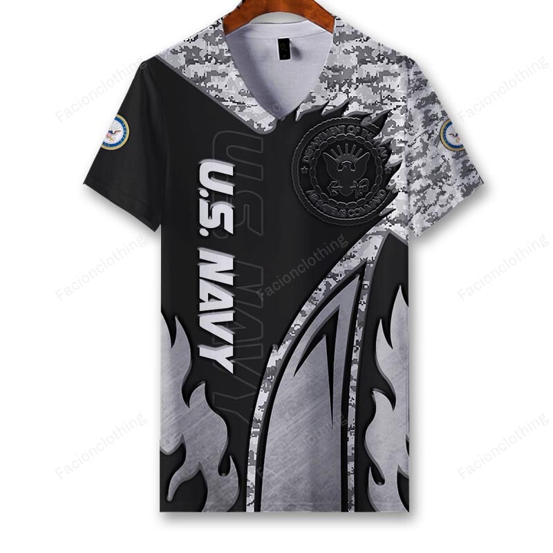 Sportswearmerch United States Navy Personalized V-neck Women T-shirt For Fan