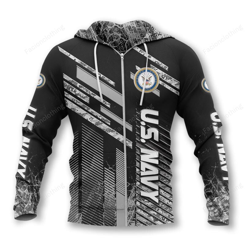 Sportswearmerch United States Navy Personalized Zip Hoodie For Fan