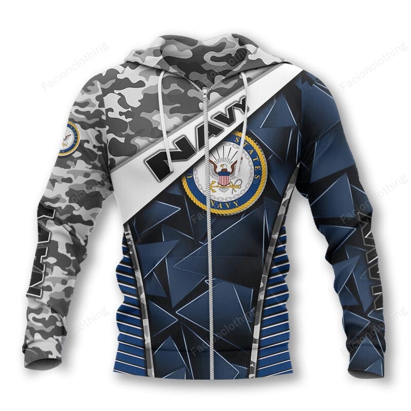 Sportswearmerch United States Navy Personalized Zip Hoodie For Fan