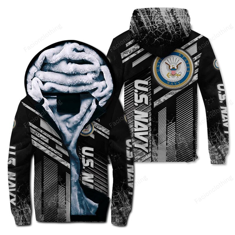Sportswearmerch United States Navy Personalized Zip Hoodie Velvet Hoodie For Fan
