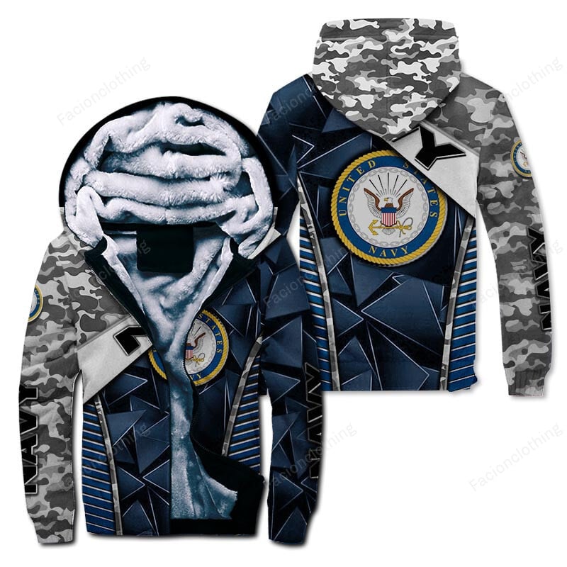 Sportswearmerch United States Navy Personalized Zip Hoodie Velvet Hoodie For Fan