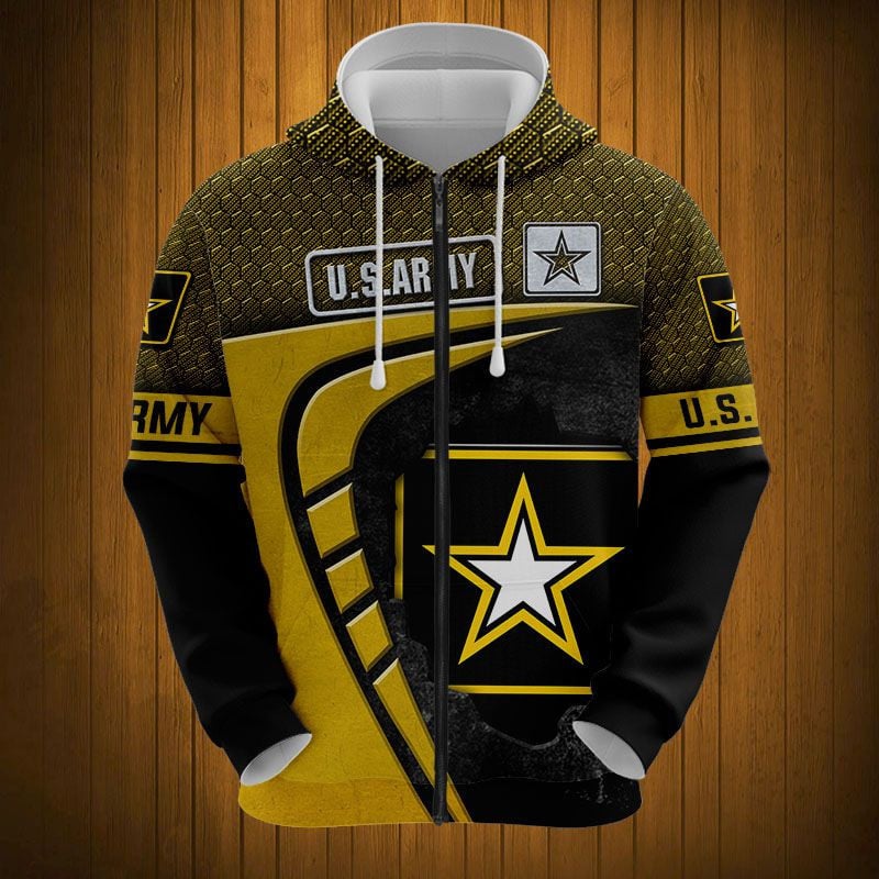 Sportswearmerch U.S. ARMY Personalized Fashion Zip Hoodie For Fan