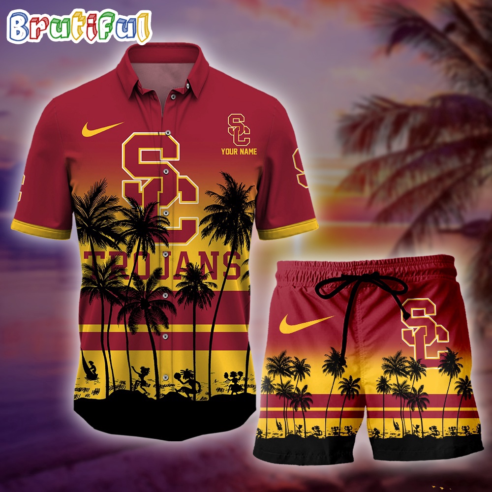 Sportswearmerch USC Trojans NCAA Palm Tree Summer Personalized Set Short Set For Fan