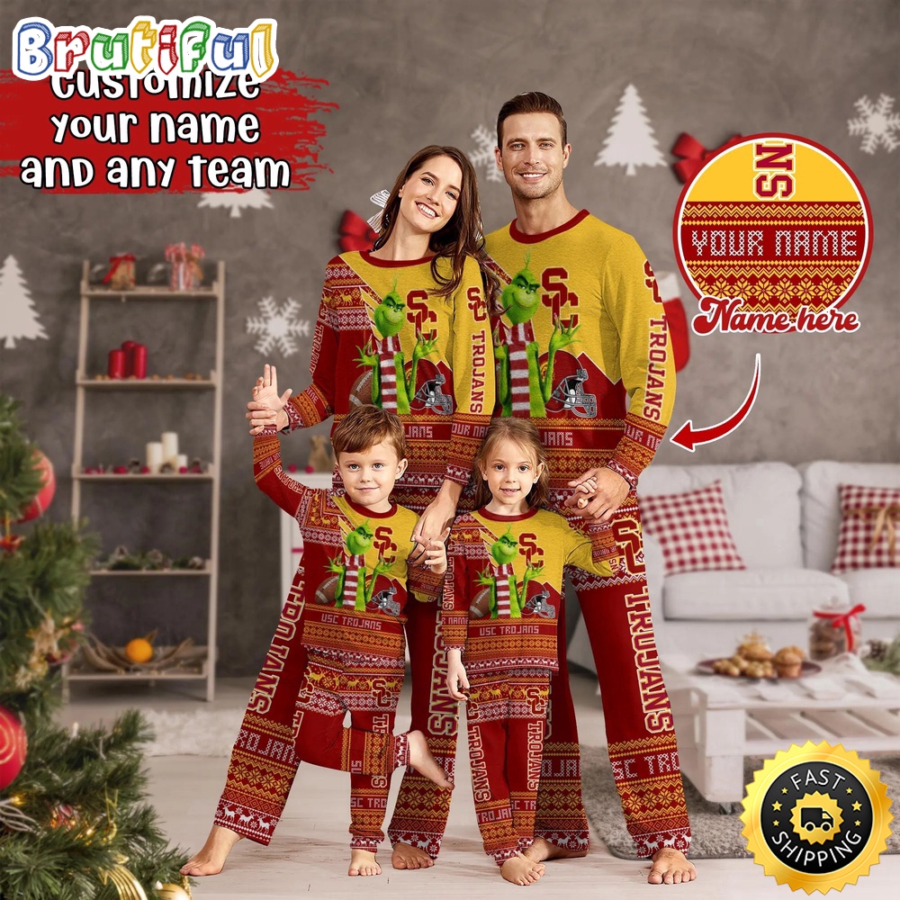 Sportswearmerch USC Trojans NCAA Personalized Pajamas Family For Fan
