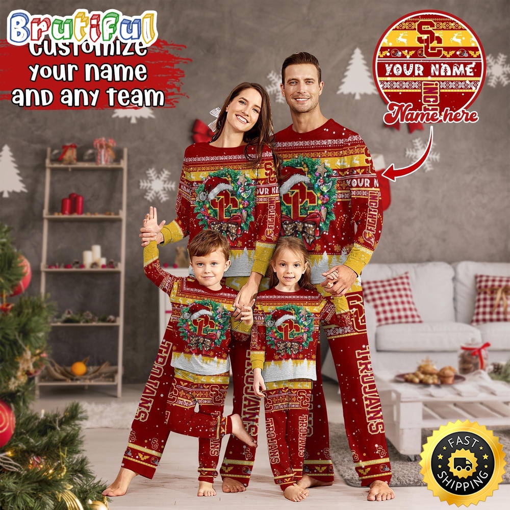 Sportswearmerch USC Trojans NCAA Personalized Pajamas Family For Fan
