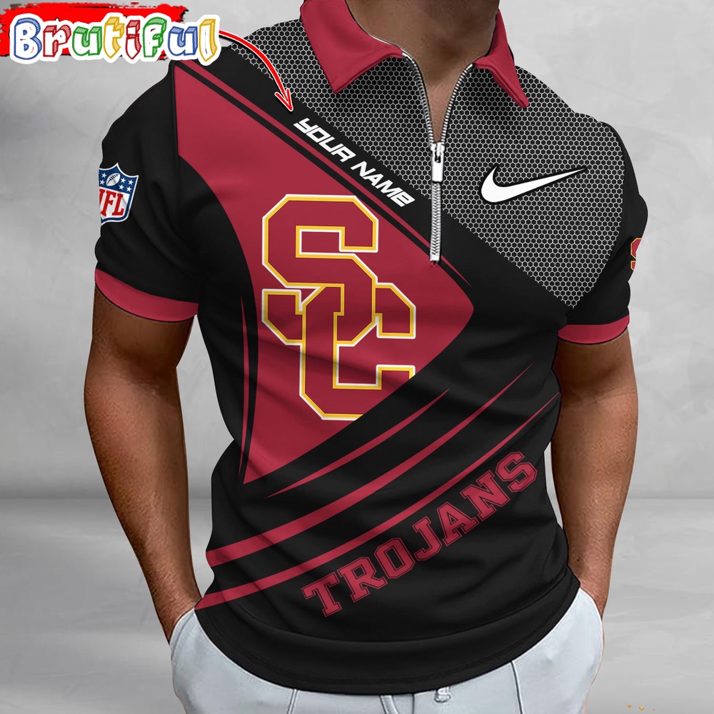 Sportswearmerch USC Trojans NCAA Personalized Zip Polo Shirt For Fan