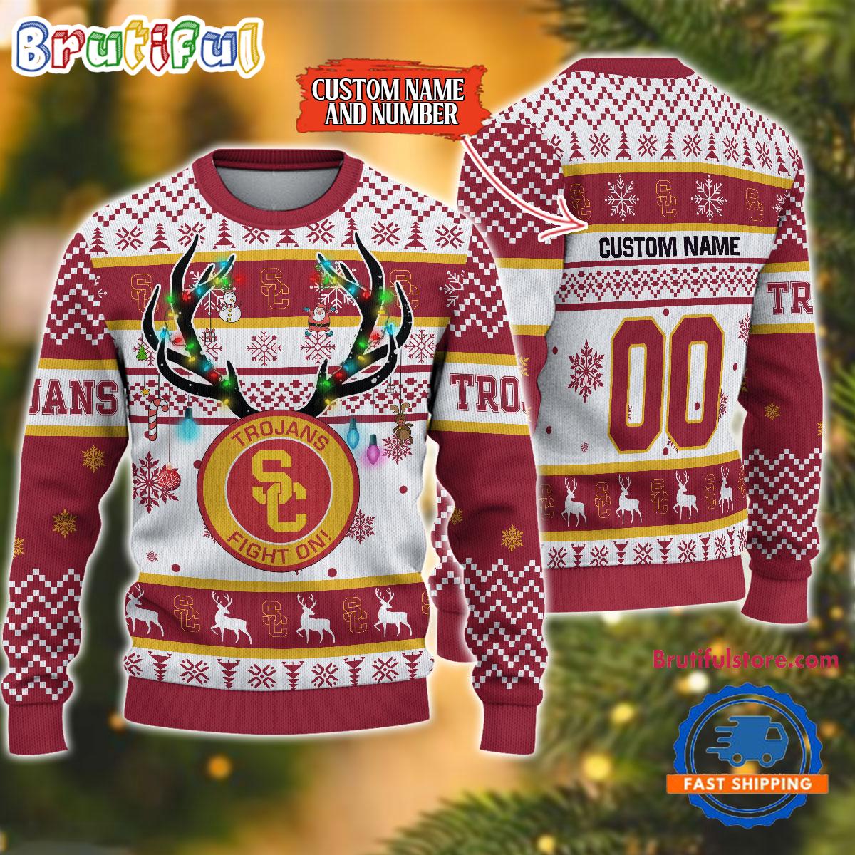 Sportswearmerch USC Trojans NCAA Special Reindeer Light Personalized Christmas Sweater For Fan