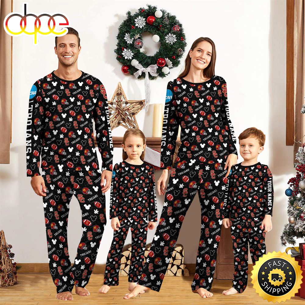 Sportswearmerch USC Trojans NCAA x Mickey Mouse Christmas Personalized Pajamas For Fan