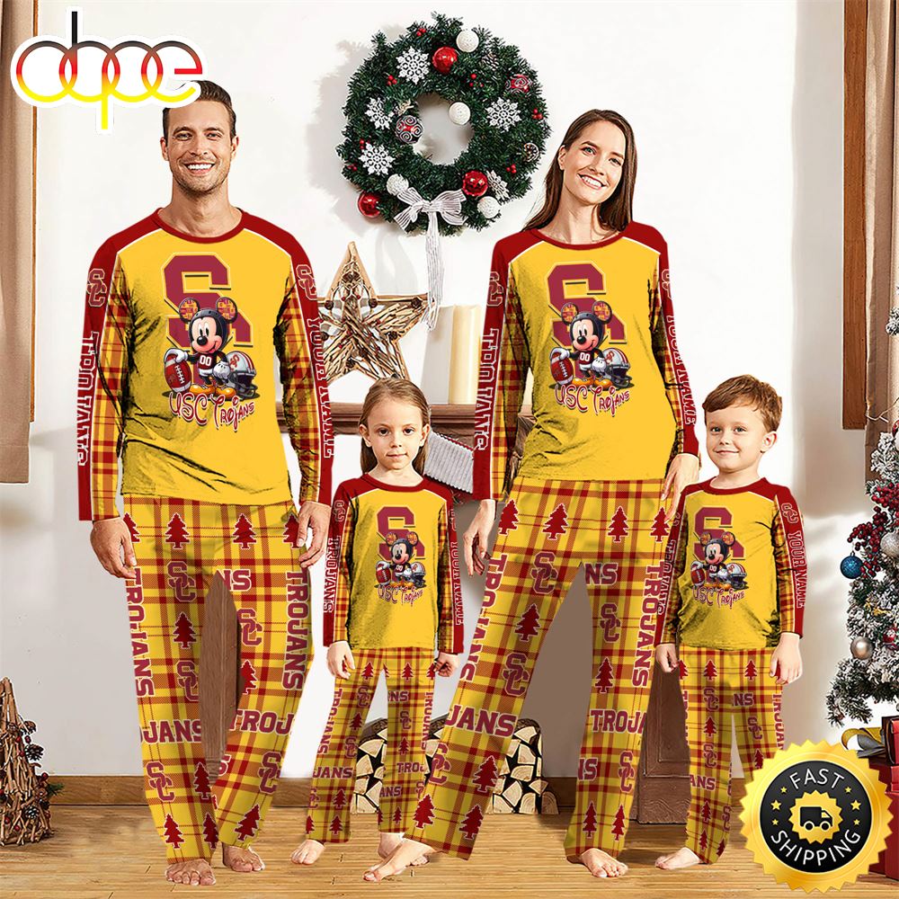 Sportswearmerch USC Trojans NCAA x Mickey Mouse Personalized Pajamas Family For Fan