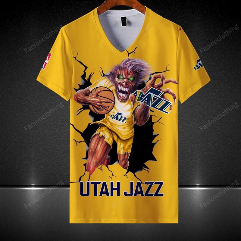 Sportswearmerch Utah Jazz NBA Personalized V-neck Women T-shirt For Fan