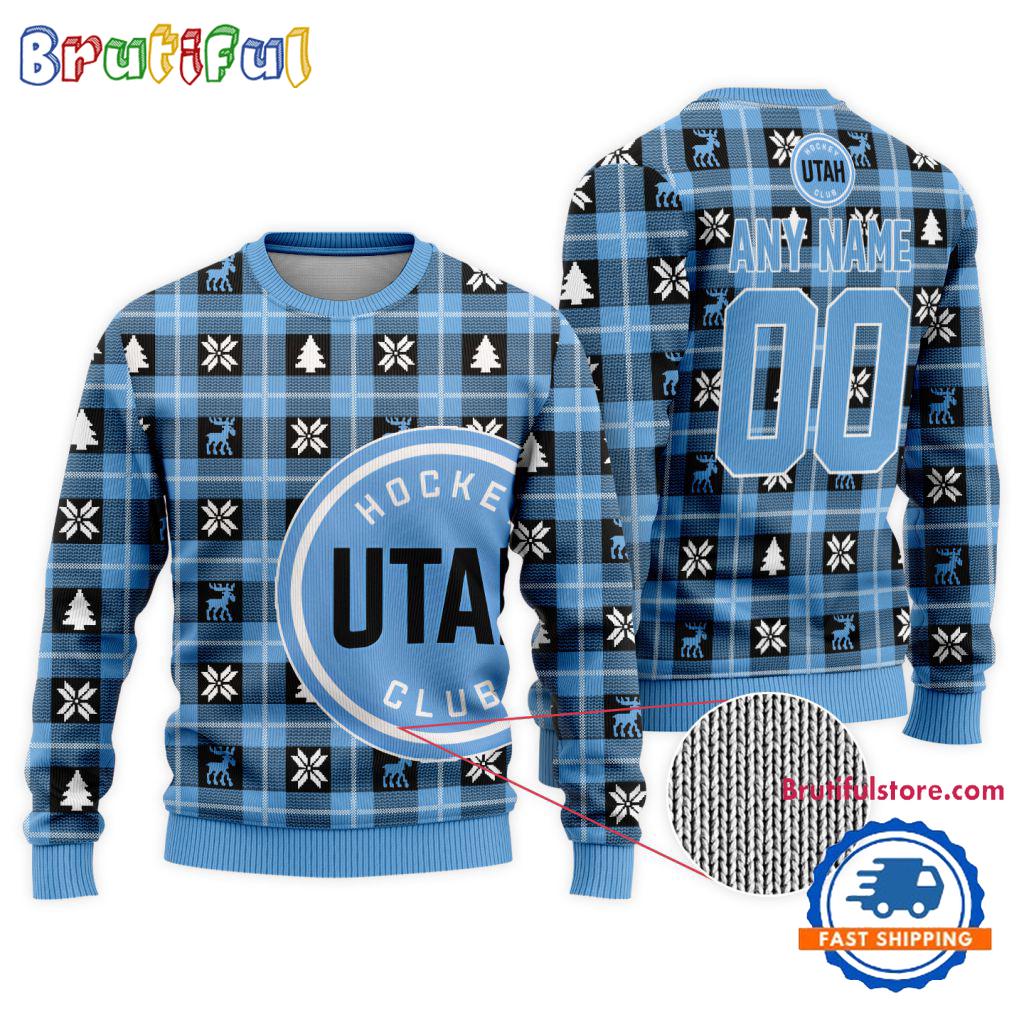 Sportswearmerch Utah Mammoth NHL Personalized Snow Tree Ugly Christmas Sweater For Fan