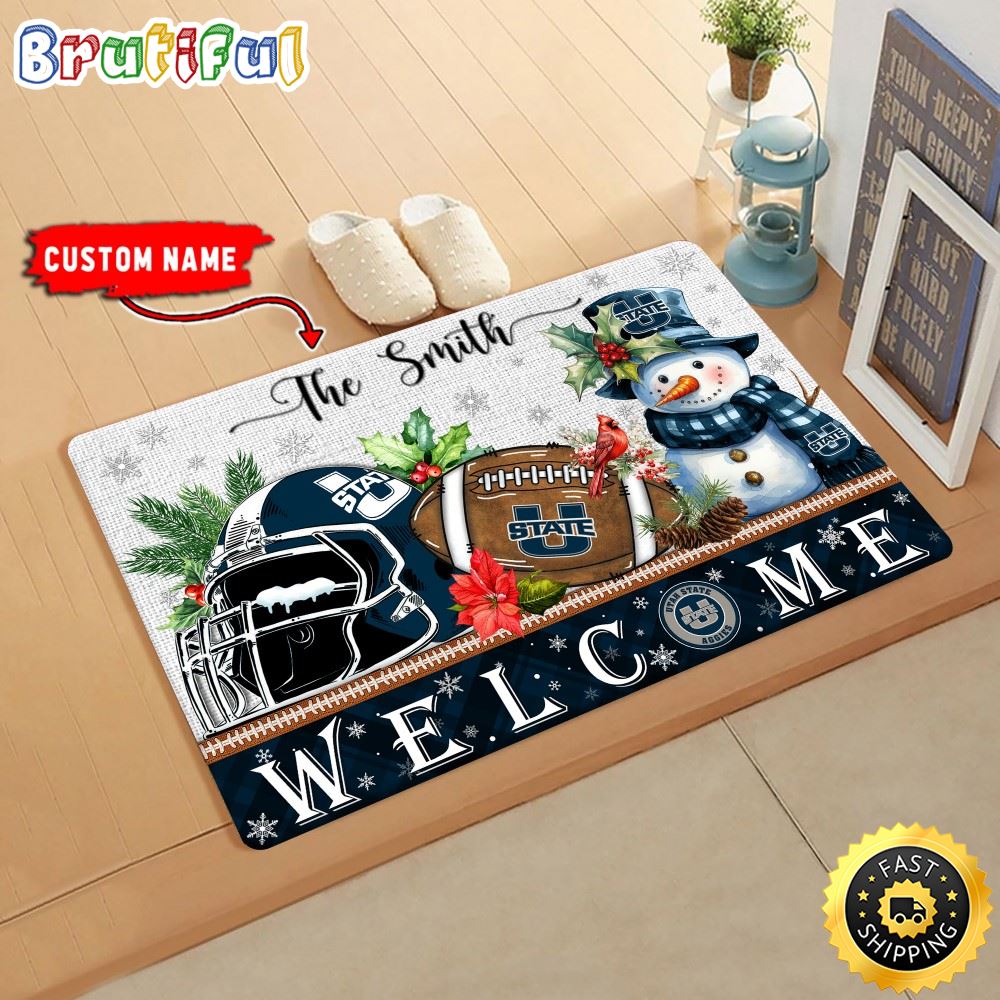 Sportswearmerch Utah State Aggies NCAA Christmas Doormat For Fan