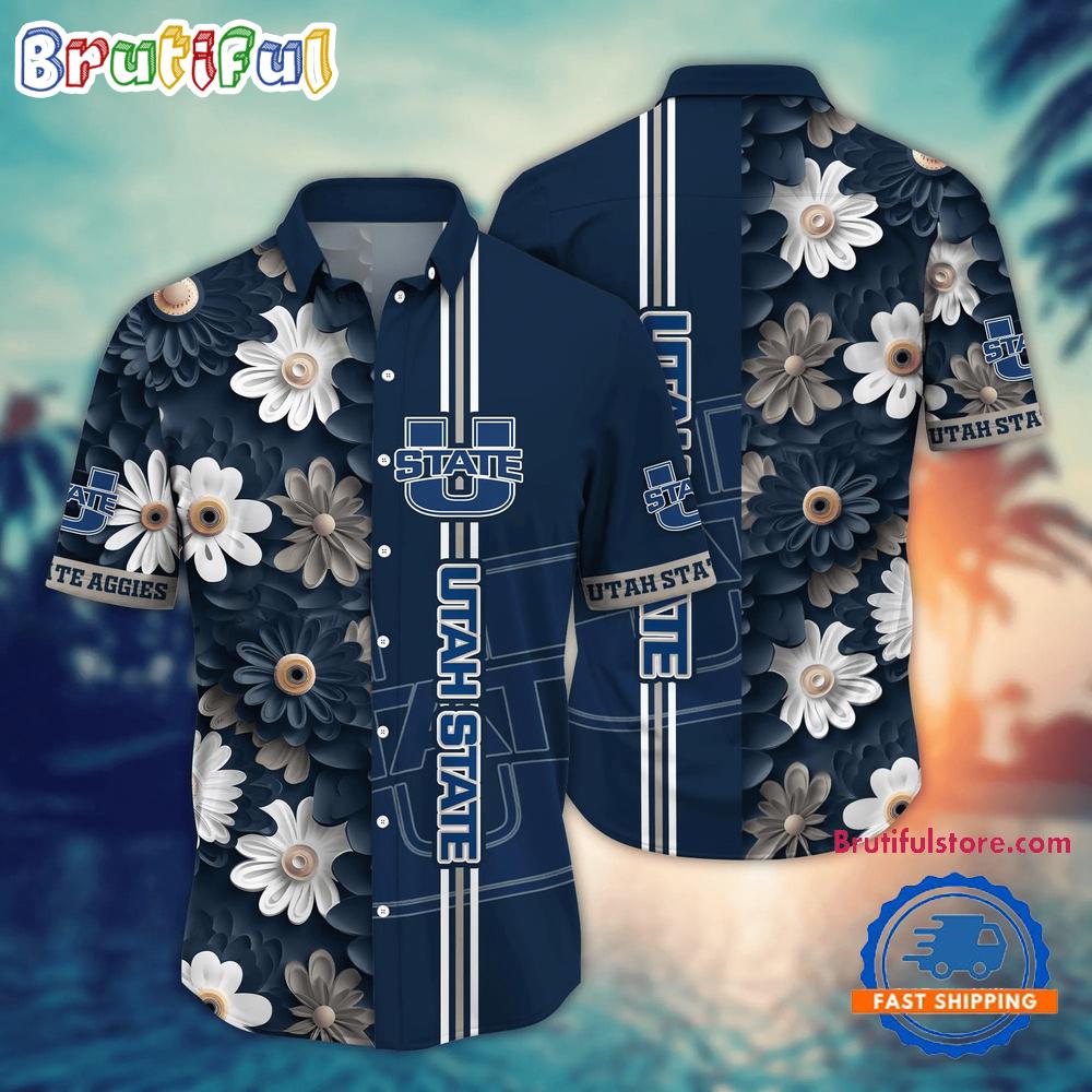 Sportswearmerch Utah State Aggies NCAA Flower Summer Personalized Hawaiian Shirt For Fan
