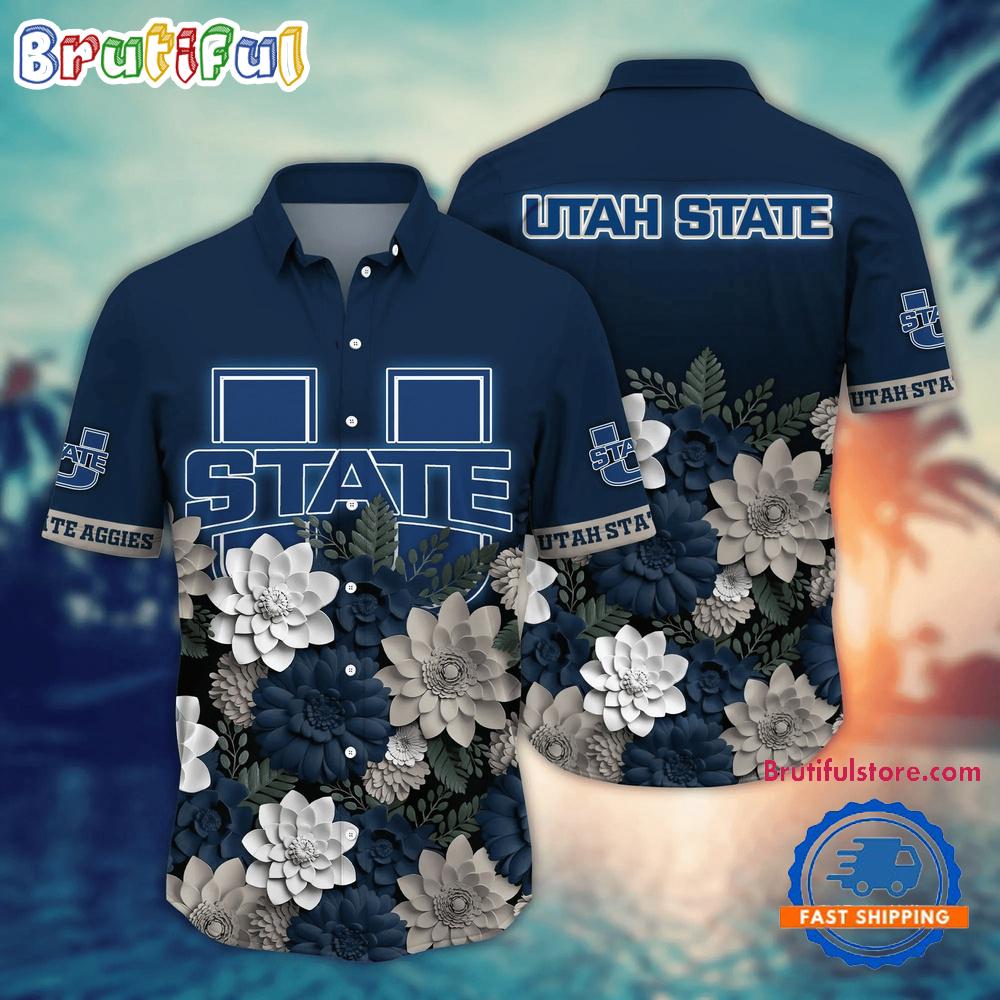 Sportswearmerch Utah State Aggies NCAA Flower Tropical Summer Beach Hawaiian Shirt For Fan
