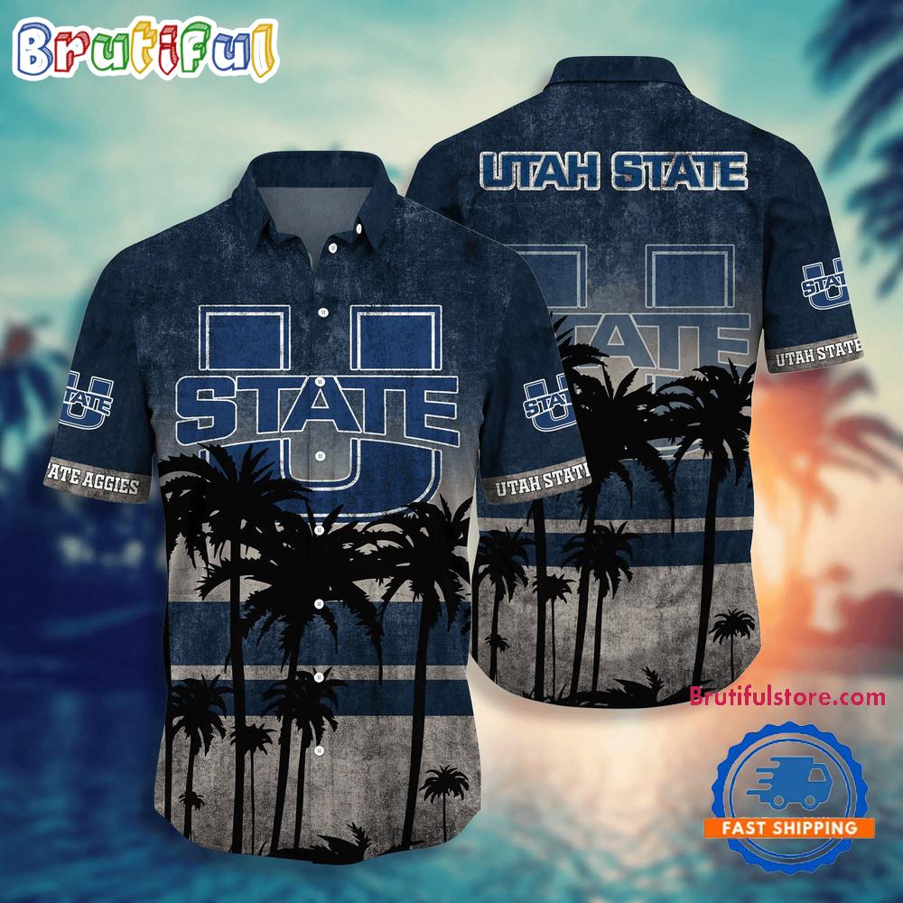 Sportswearmerch Utah State Aggies NCAA Palm Tree Tropical Summer Beach Hawaiian Shirt For Fan