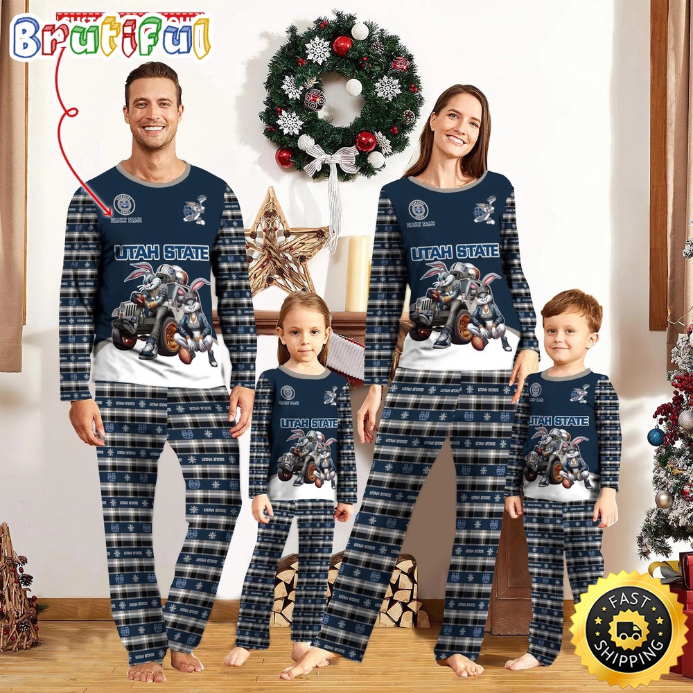 Sportswearmerch Utah State Aggies NCAA Personalized Pajamas Family For Fan