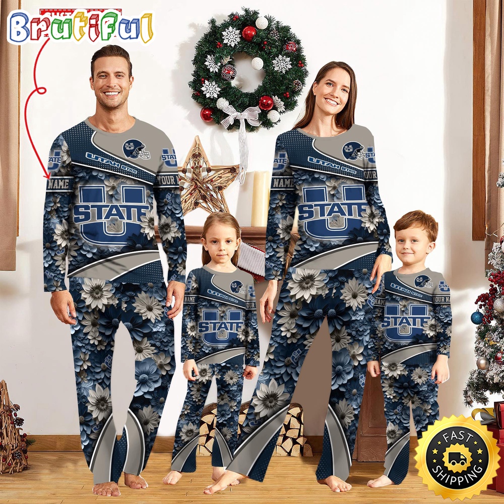 Sportswearmerch Utah State Aggies NCAA Sport Fans Personalized Pajamas Family For Fan