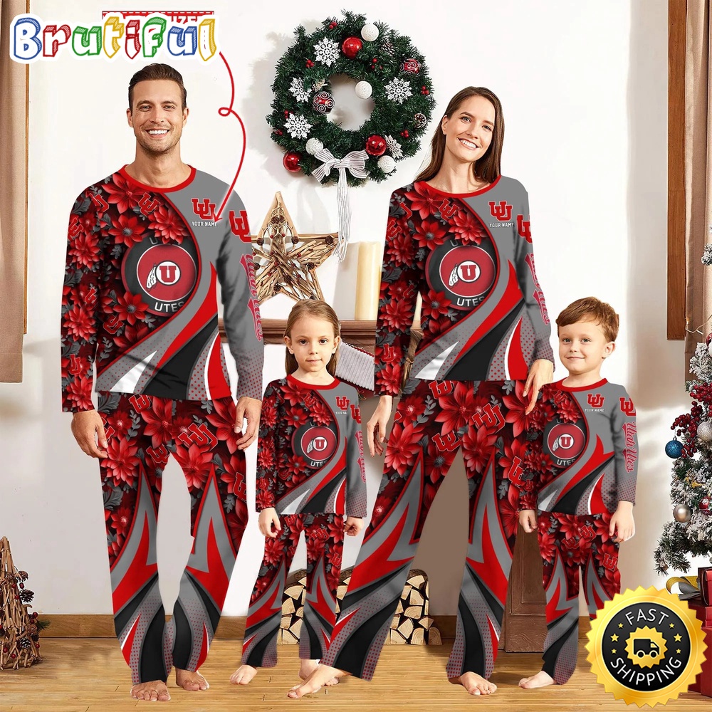 Sportswearmerch Utah Utes NCAA Flower Personalized Pajamas Family For Fan